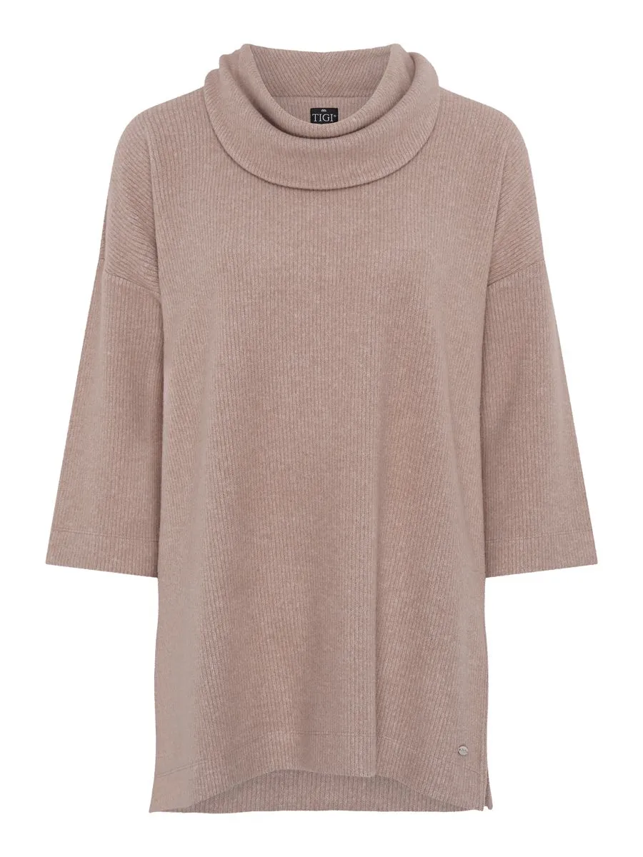 TIGI 14/16 Natural Alpaca Cowl Neck Tunic Top - T25-10B