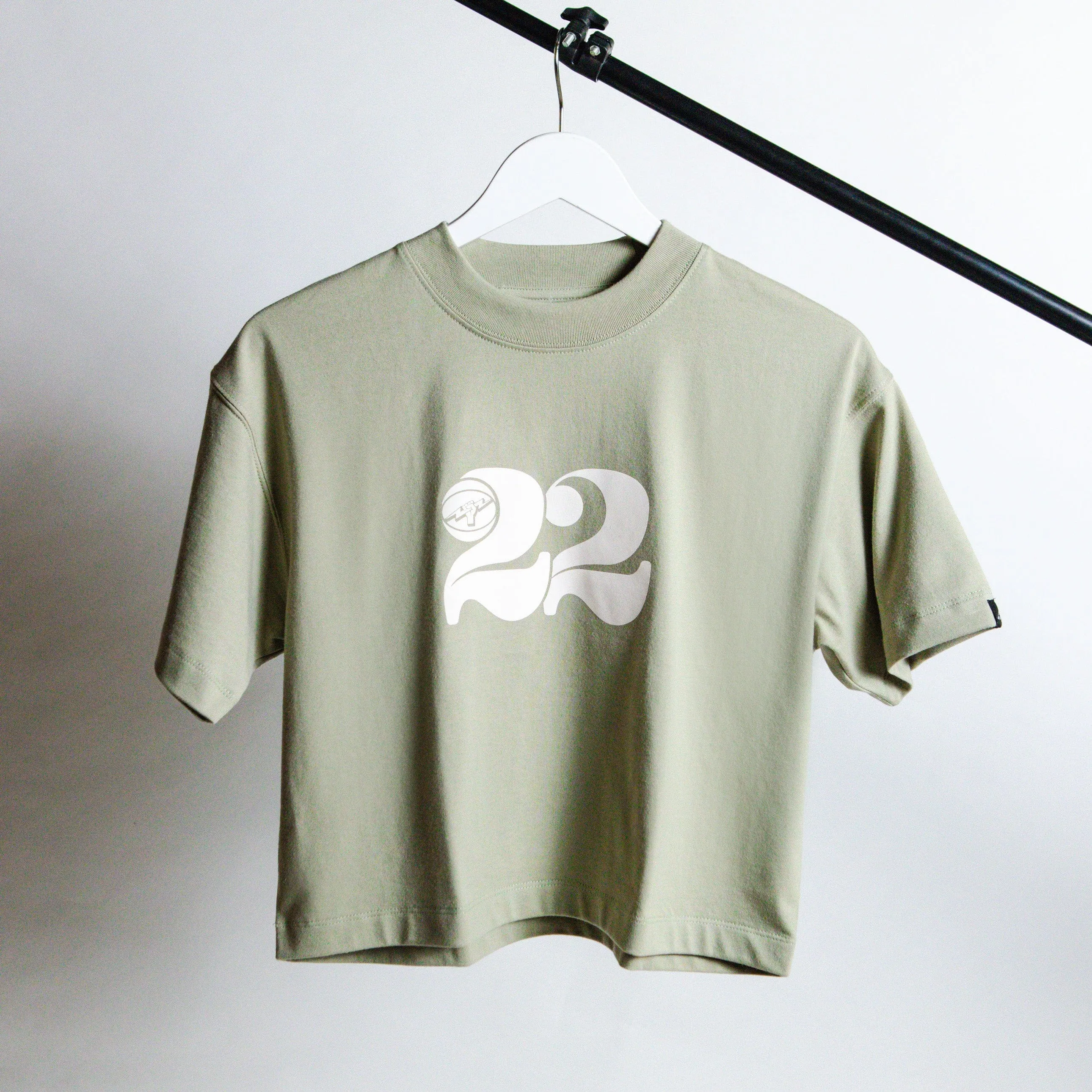 Titan Staples 22 Logo Women's Cropped Boxy Tee - Dusty Green