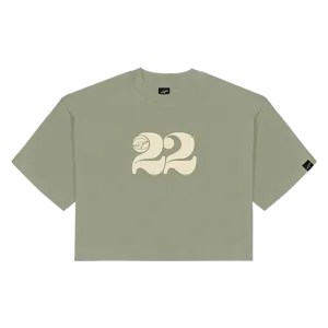 Titan Staples 22 Logo Women's Cropped Boxy Tee - Dusty Green