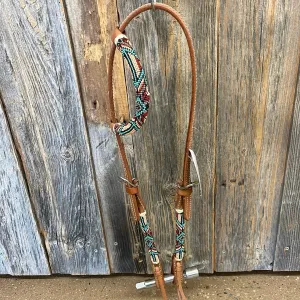 TKDZ2043 Headstall One Ear Designer Beaded Assorted Beads Beads w/Ties