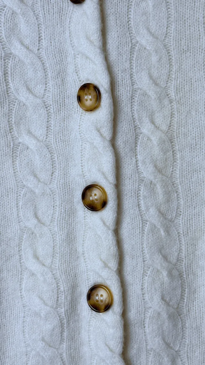 Tortoise Merino Wool Cream Cardigan Top