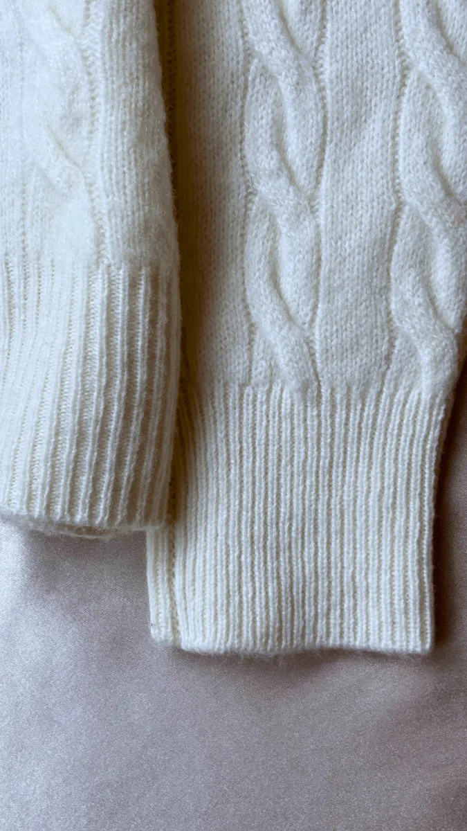 Tortoise Merino Wool Cream Cardigan Top