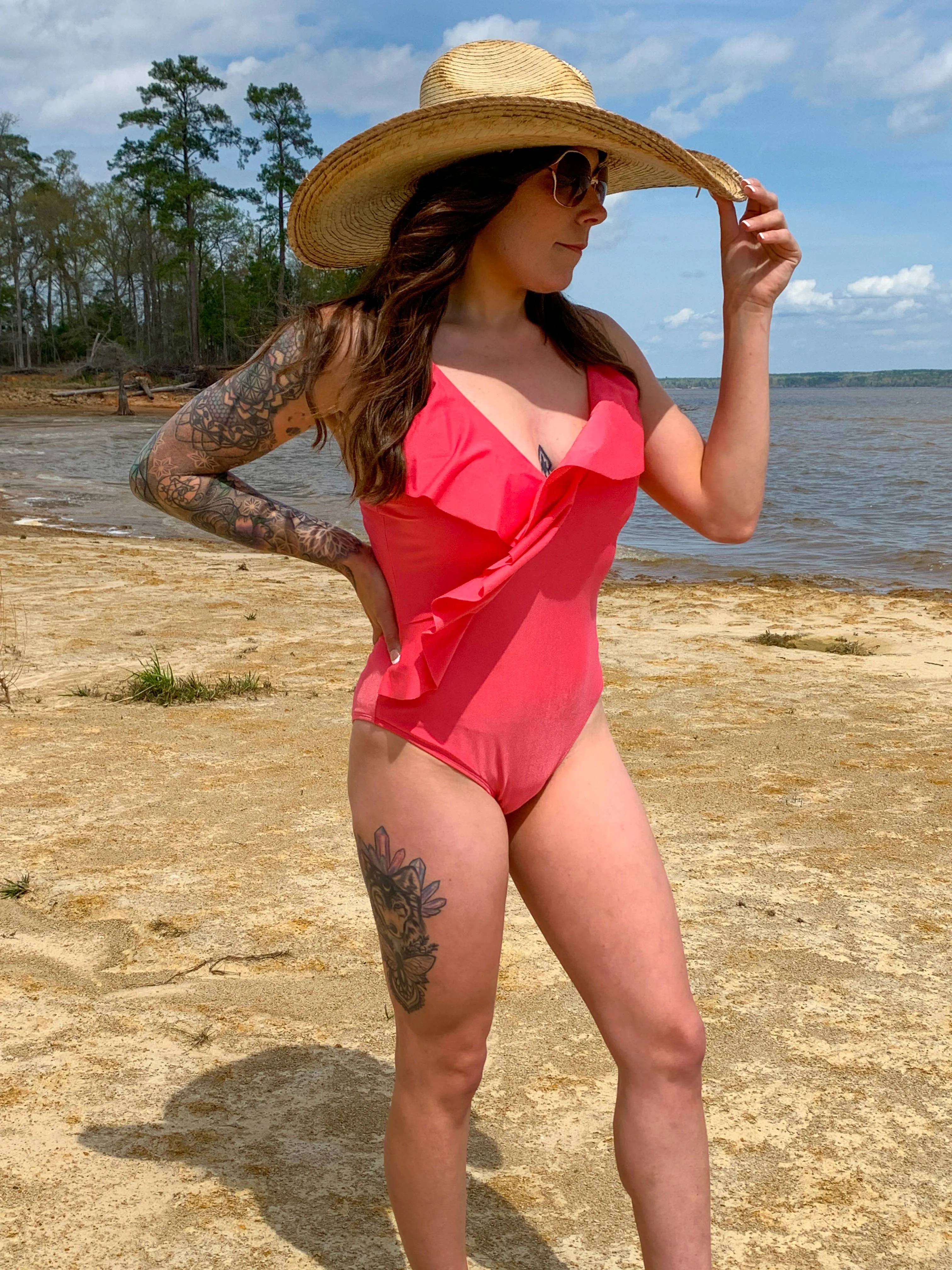 Travis Surplice Flounce Swimsuit