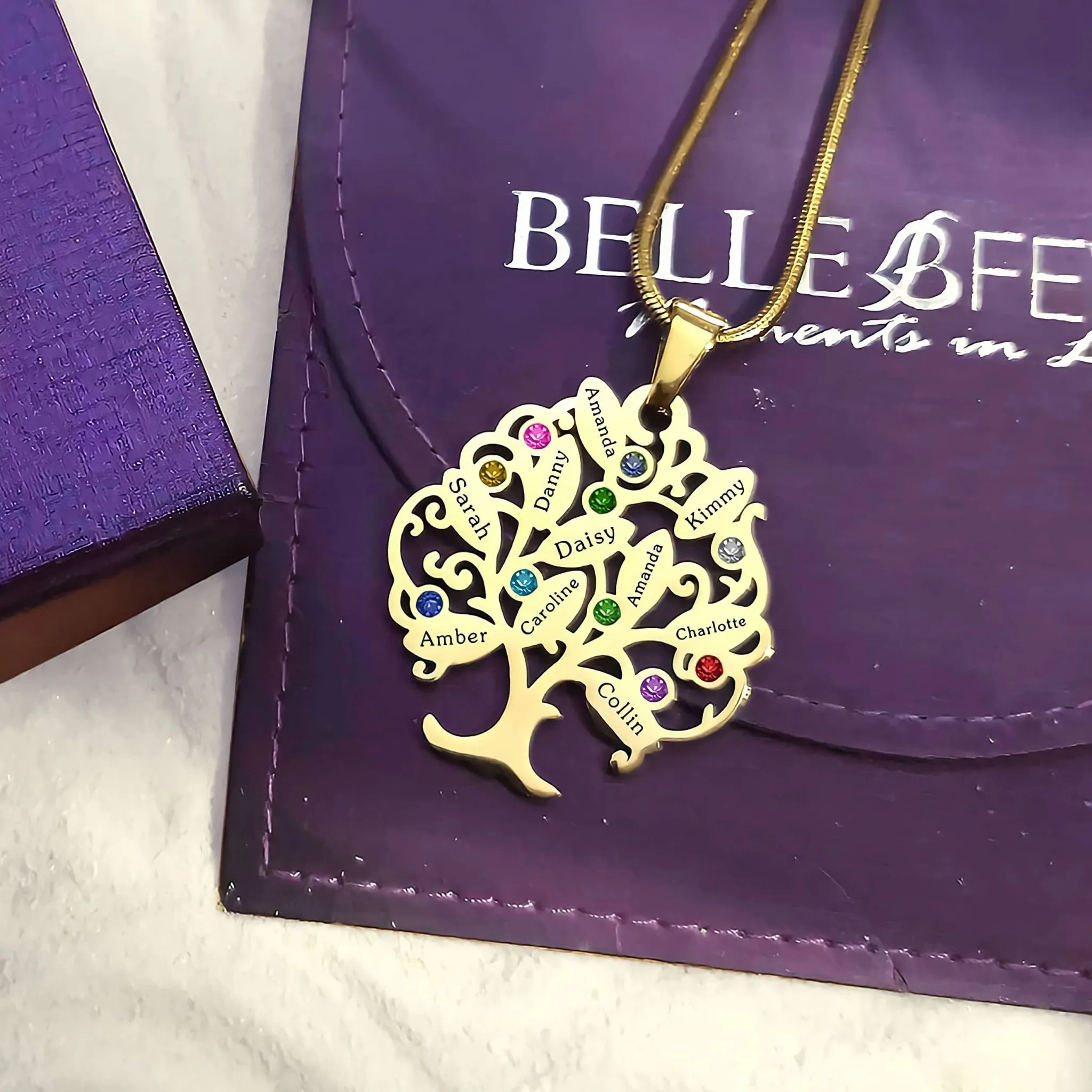 Tree of My Life Necklace with Birthstones