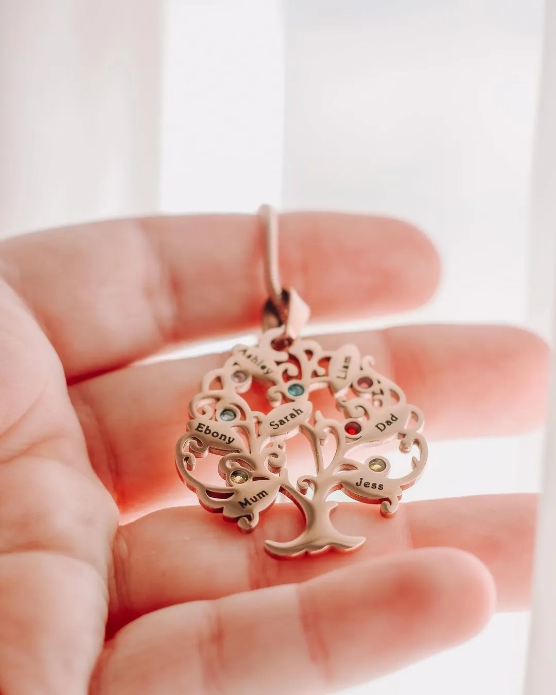 Tree of My Life Necklace with Birthstones