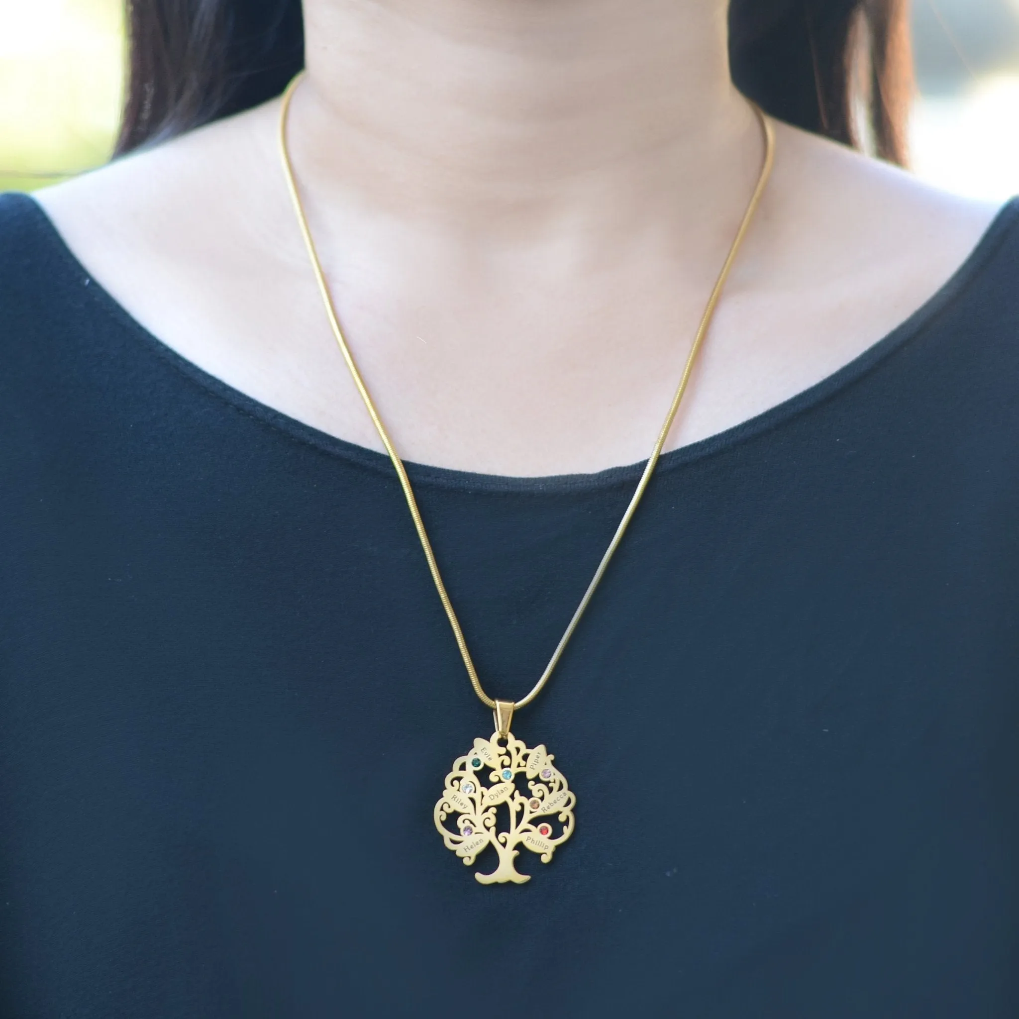 Tree of My Life Necklace with Birthstones