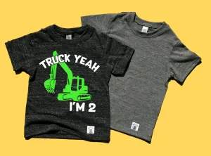 Truck Yeah Excavator Birthday Shirt | Kids Birthday Shirt
