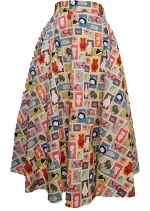 Tulip B Animal Stamps 50's Swing Skirt Multi