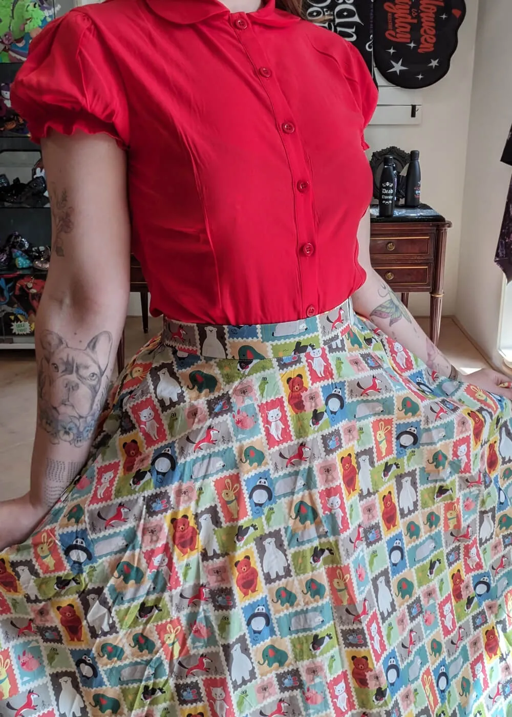 Tulip B Animal Stamps 50's Swing Skirt Multi