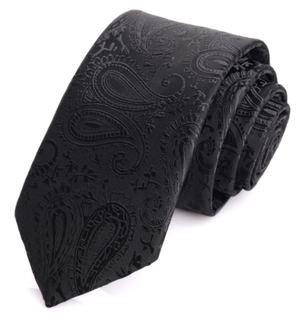Tuxedo Black Paisley Print Neck Tie