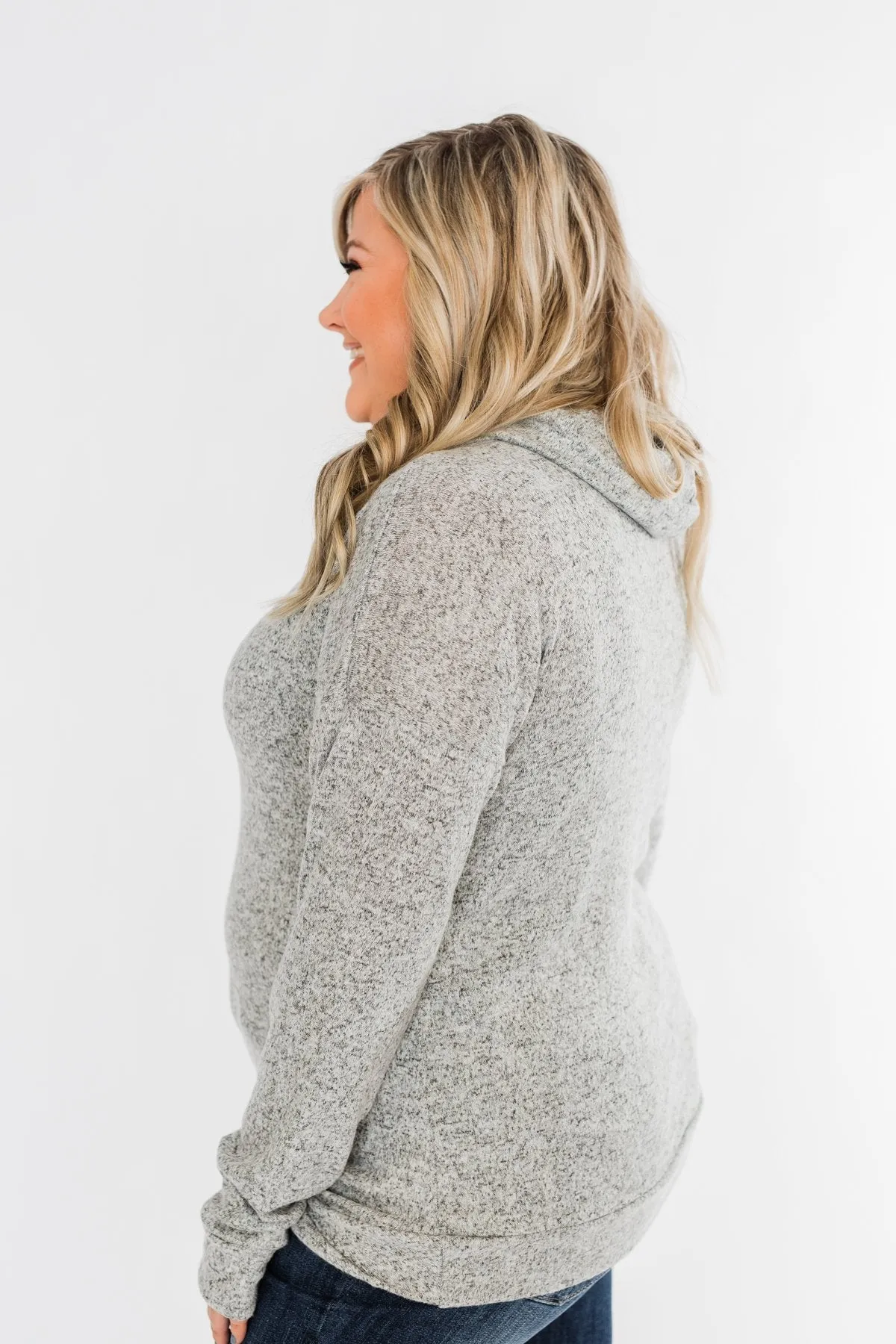 Twist of Winter Cowl Neck Top- Heather Grey