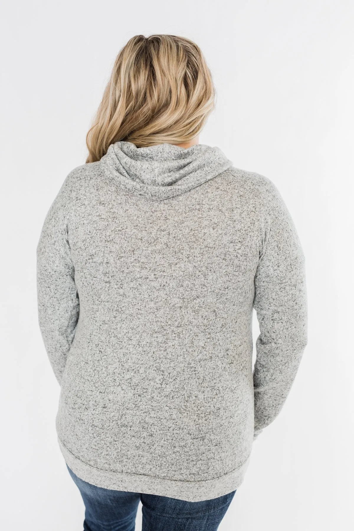 Twist of Winter Cowl Neck Top- Heather Grey
