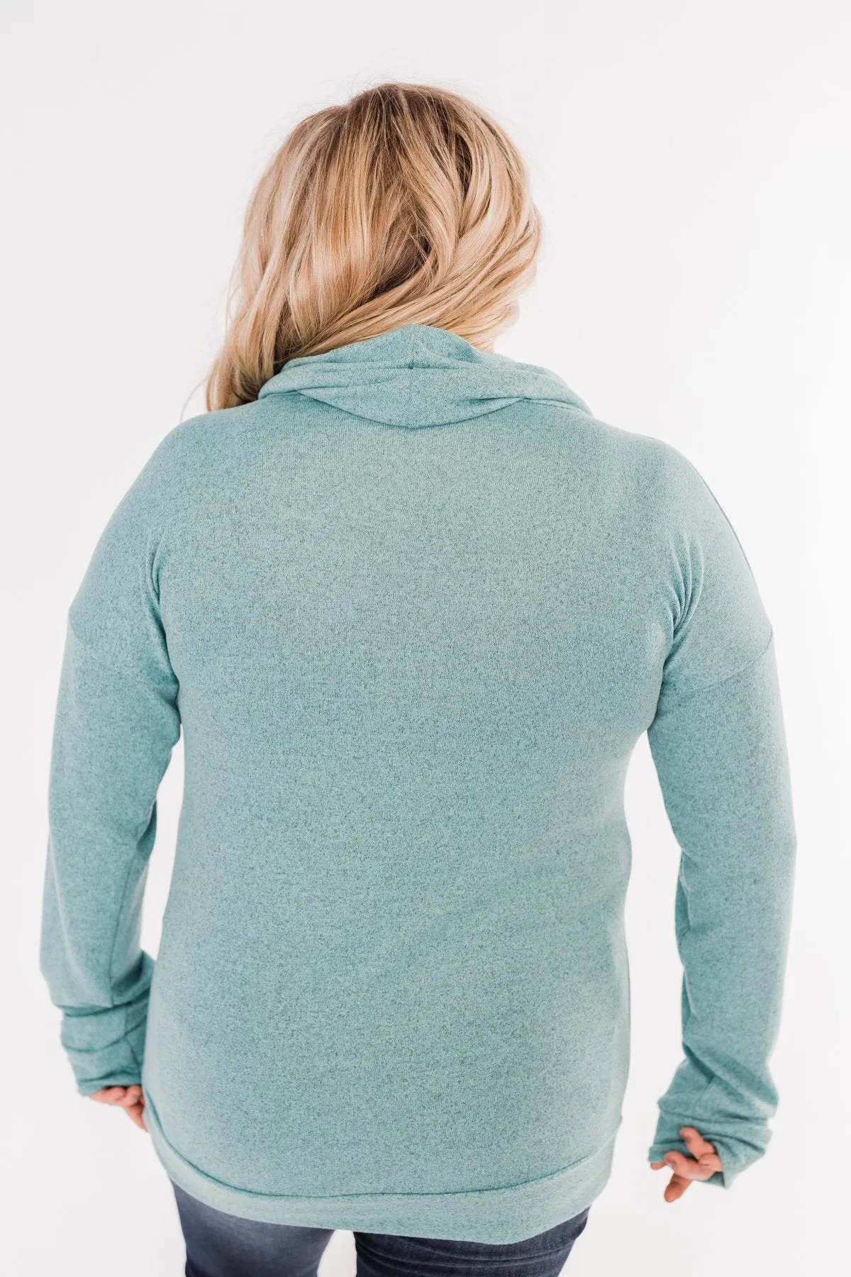 Twist of Winter Cowl Neck Top- Light Blue