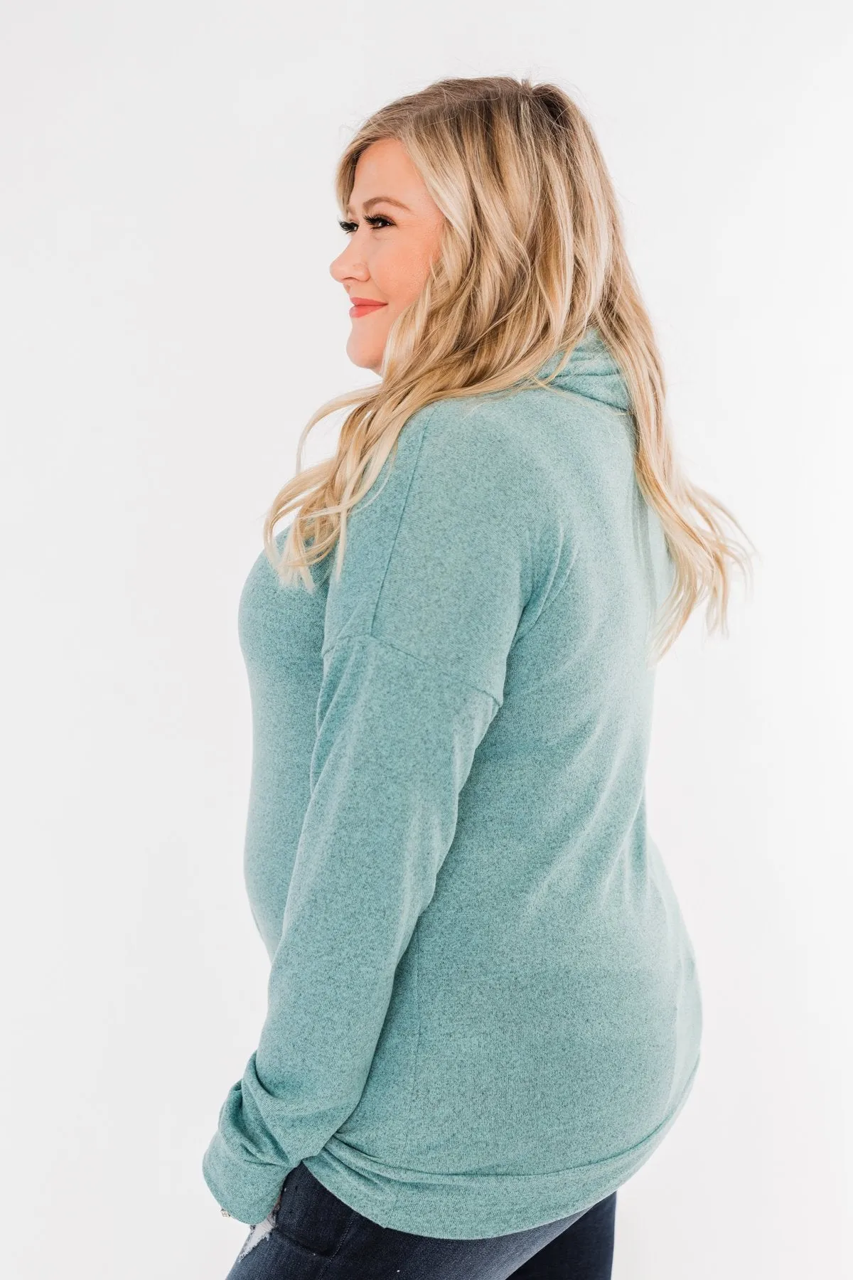 Twist of Winter Cowl Neck Top- Light Blue
