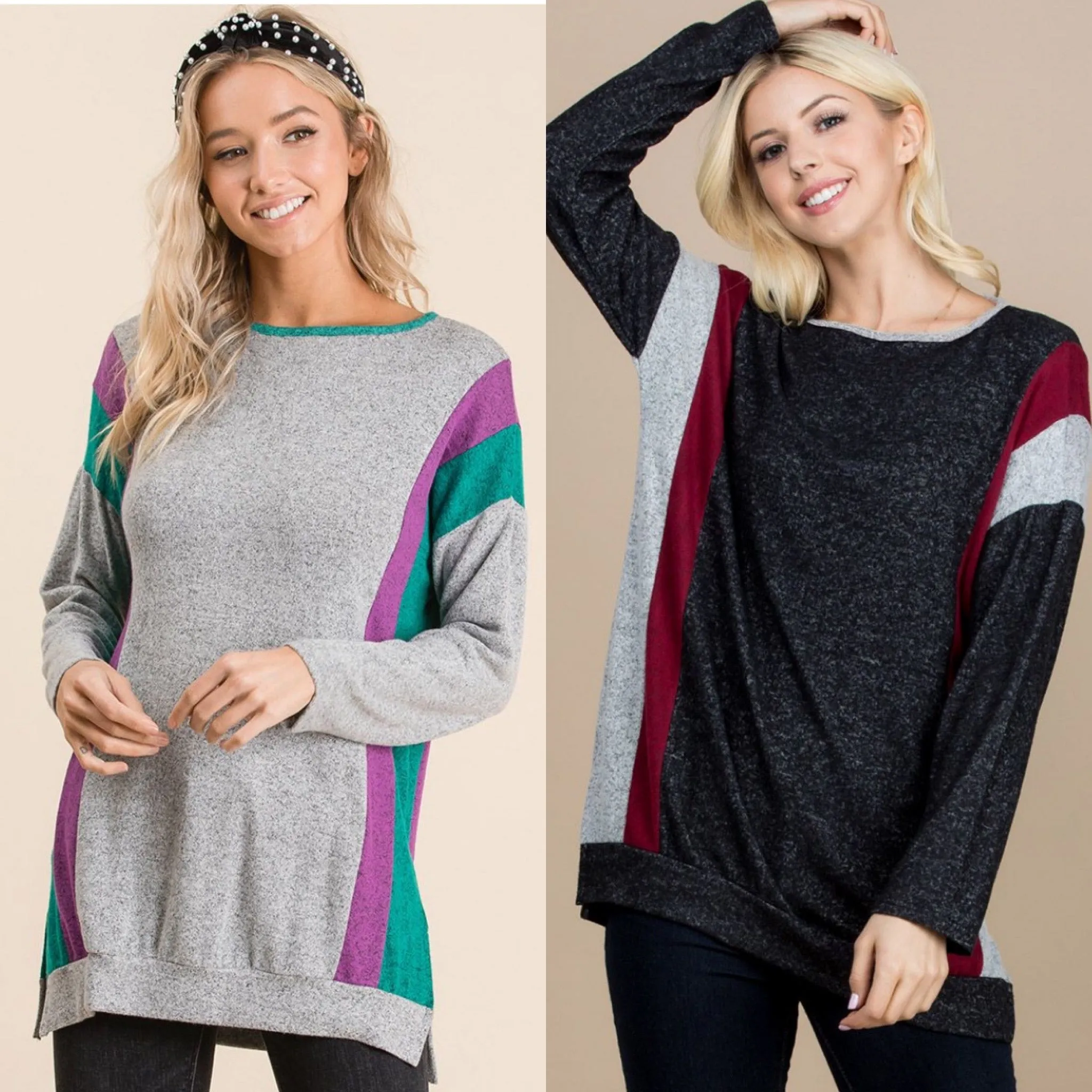 Ultra Soft Color Block Pullover - 2 colors