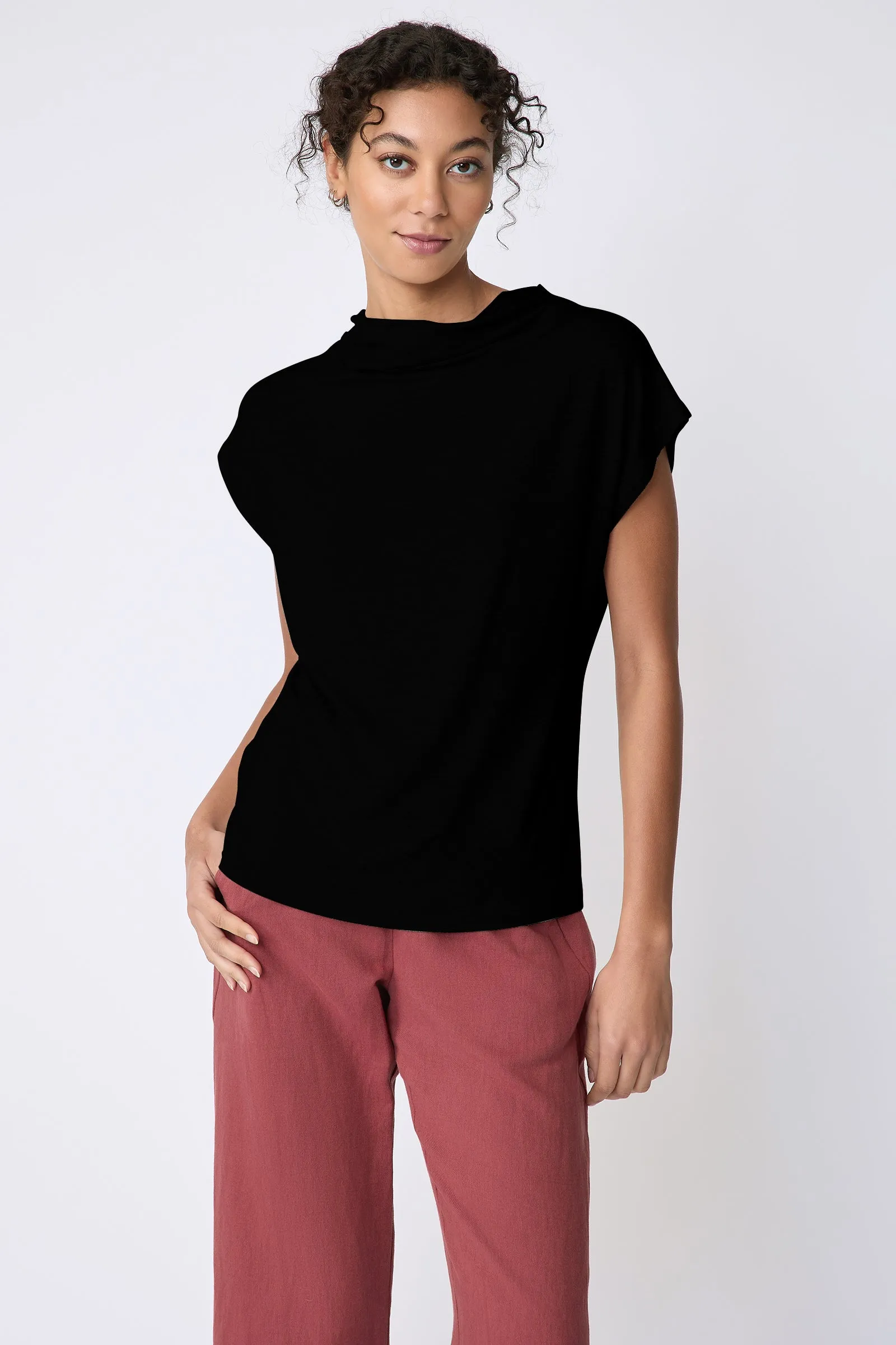 Uma Cowl Tee - Black