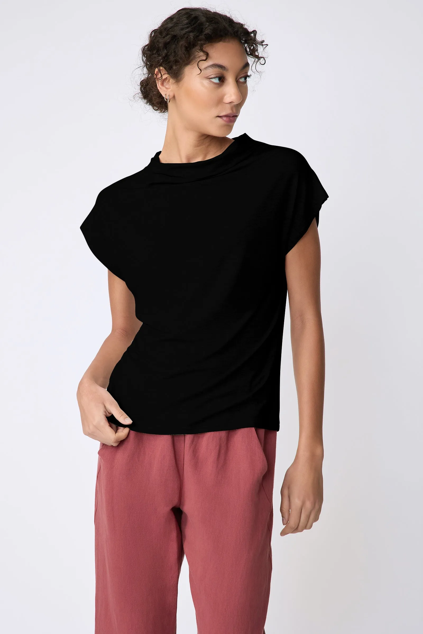 Uma Cowl Tee - Black
