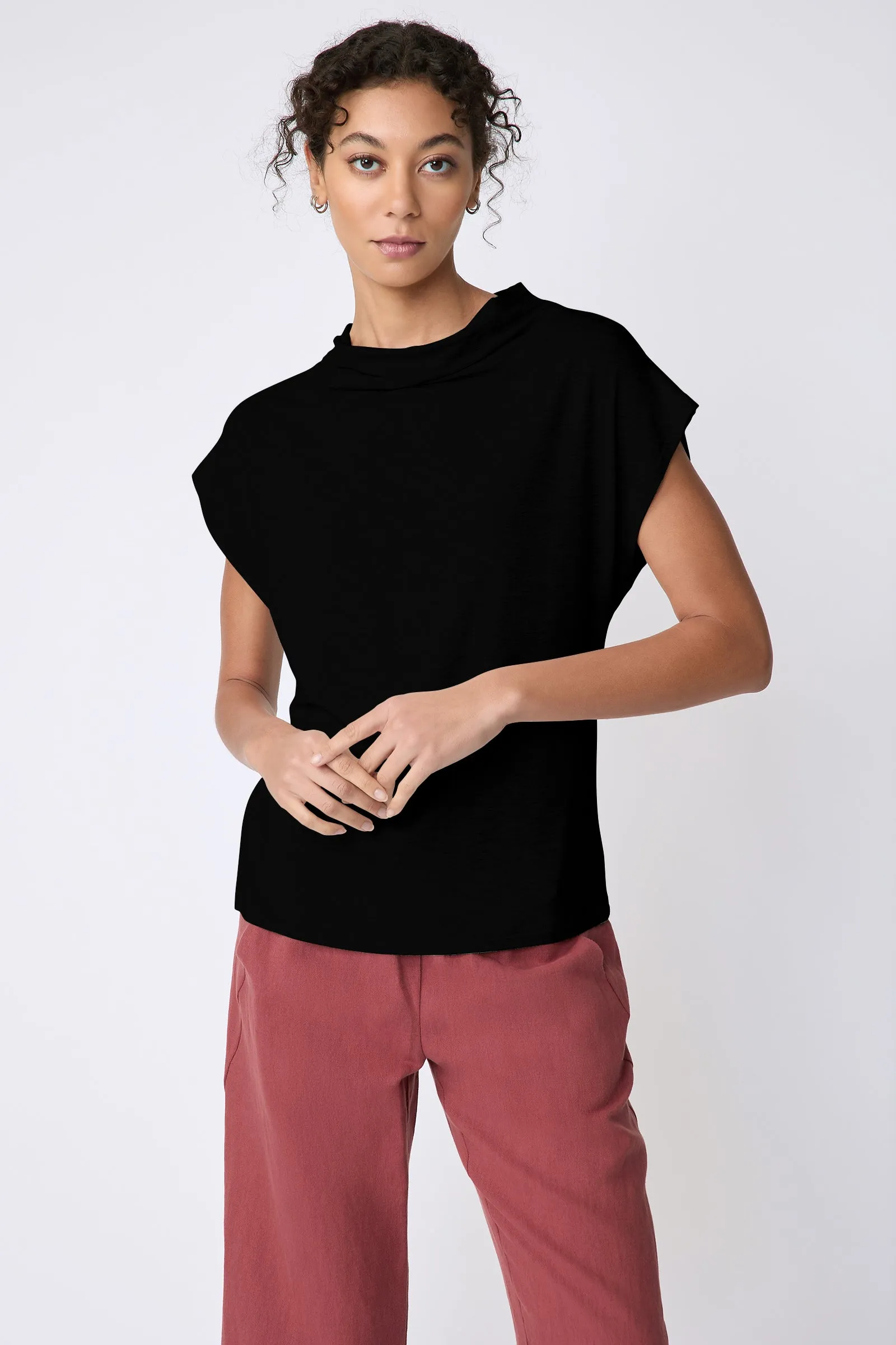 Uma Cowl Tee - Black