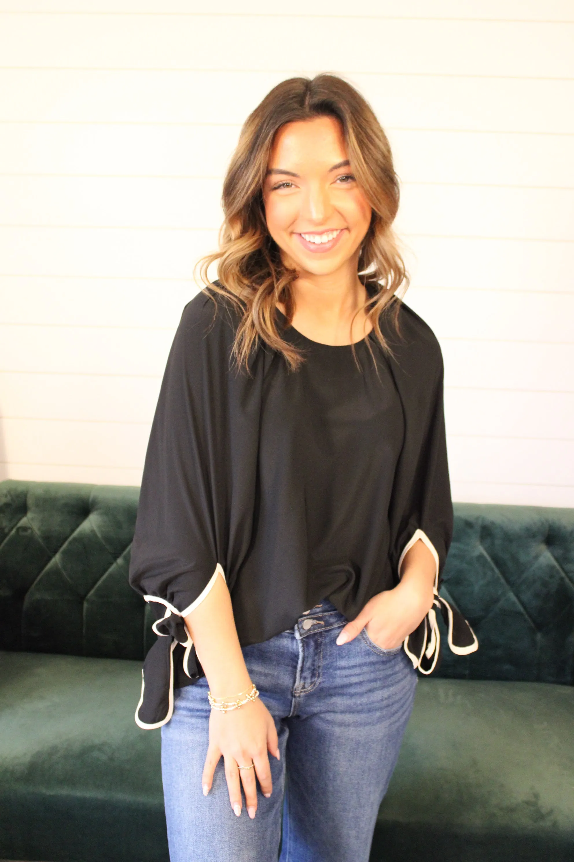 Unwritten Story Bow Sleeve Top • Black