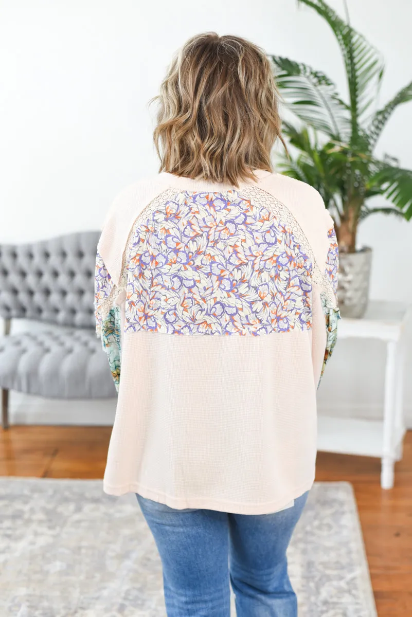 Waverly Mixed Media Boho Thermal Top
