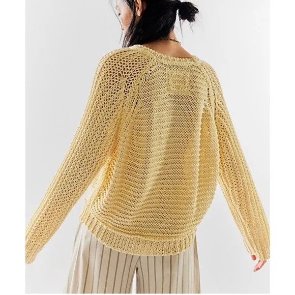 WE THE FREE Heirloom Collection Essential Linen Chunky Knit Crewneck Sweater NEW