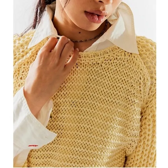 WE THE FREE Heirloom Collection Essential Linen Chunky Knit Crewneck Sweater NEW