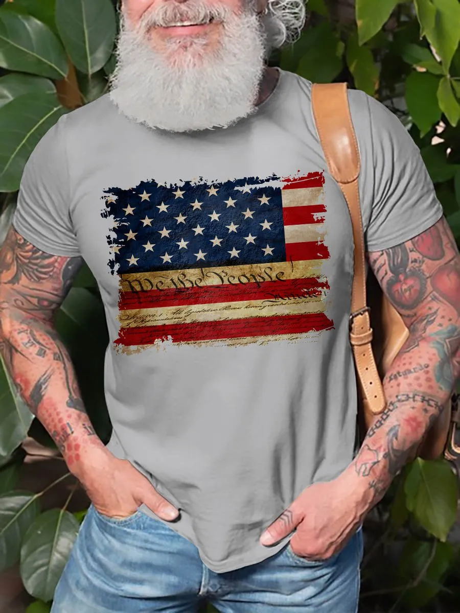We The People Flag Graphic Short Sleeve  T Shirt