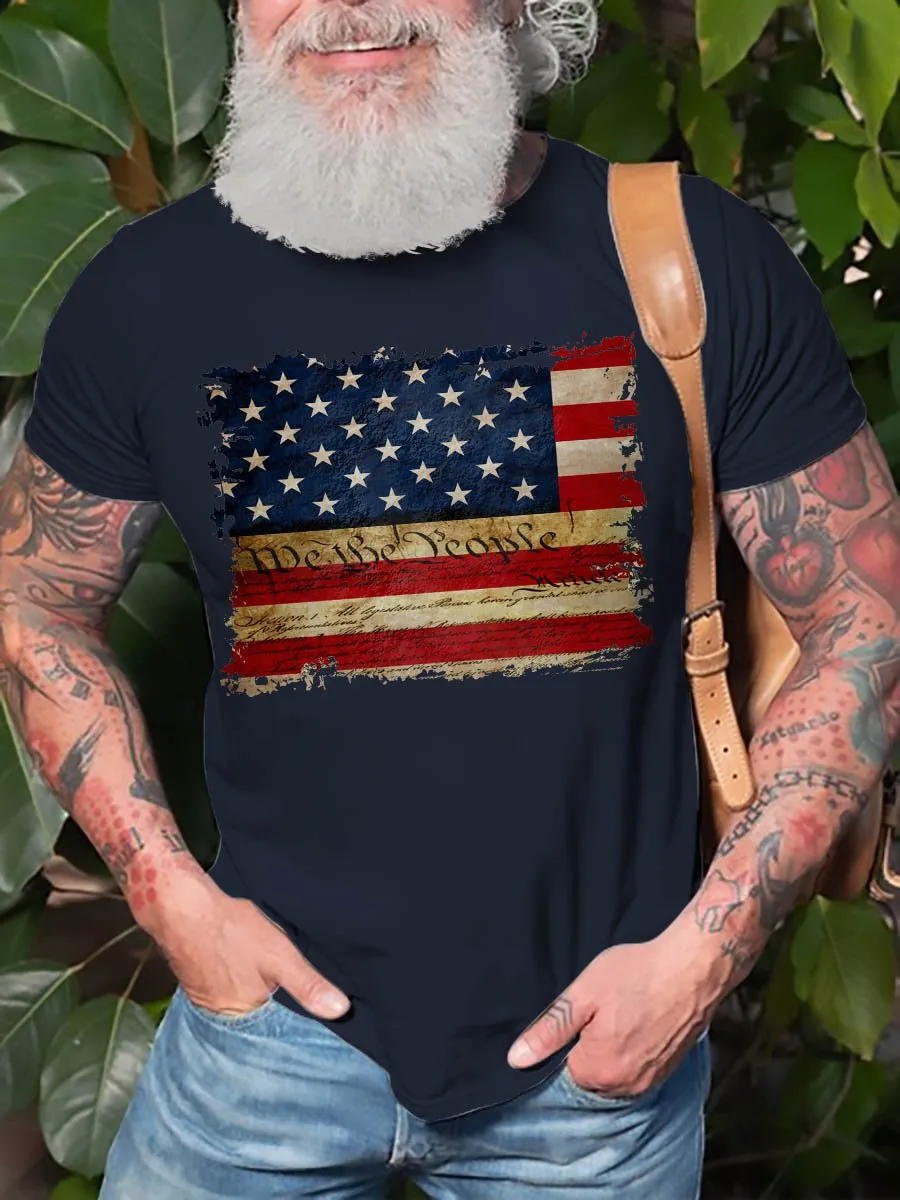 We The People Flag Graphic Short Sleeve  T Shirt