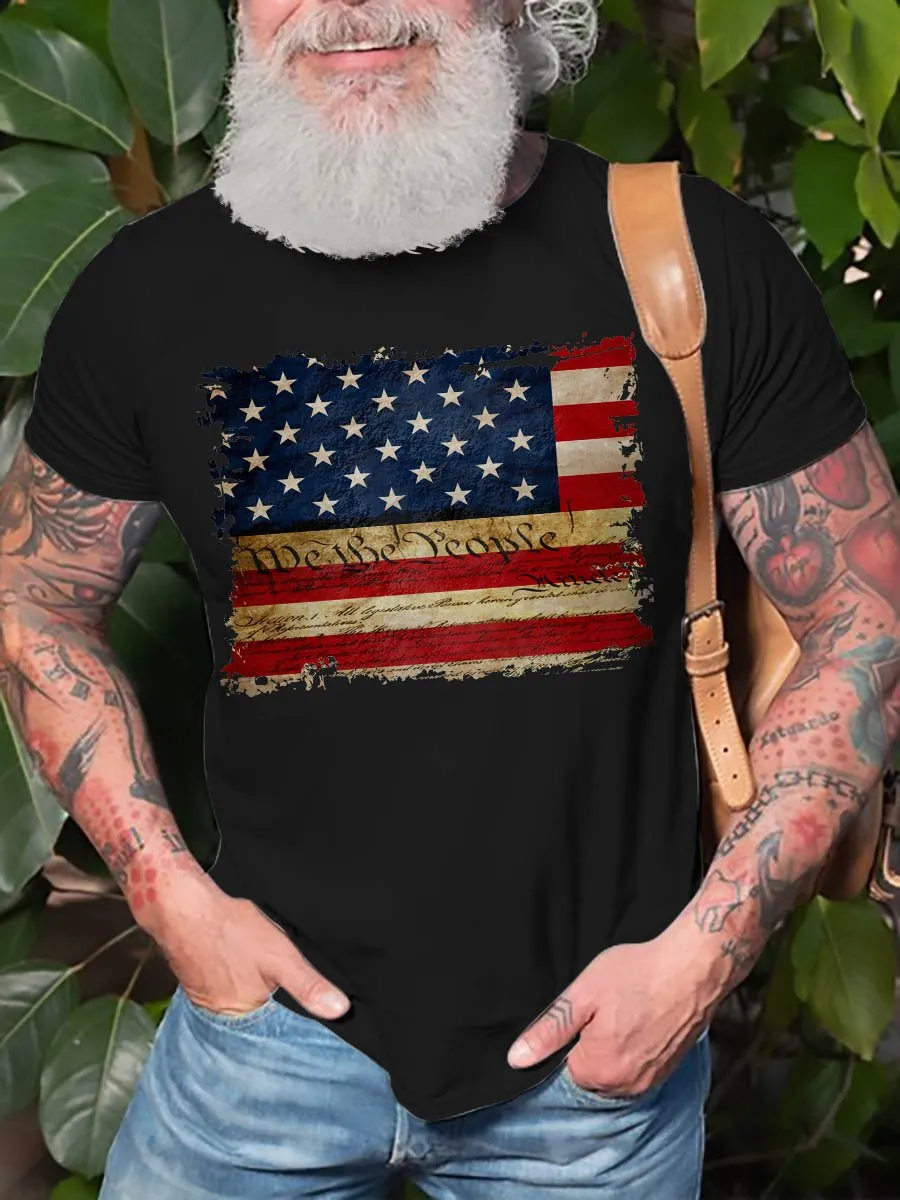We The People Flag Graphic Short Sleeve  T Shirt