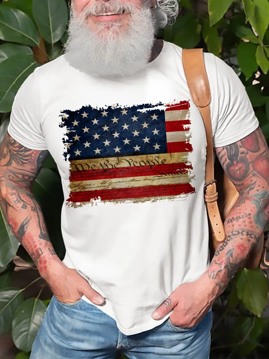 We The People Flag Graphic Short Sleeve  T Shirt