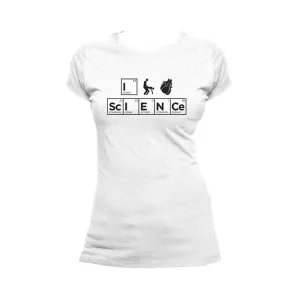 Weird Science I (Stick Figure Anatomical Heart) Science Official Women's T-shirt (White)
