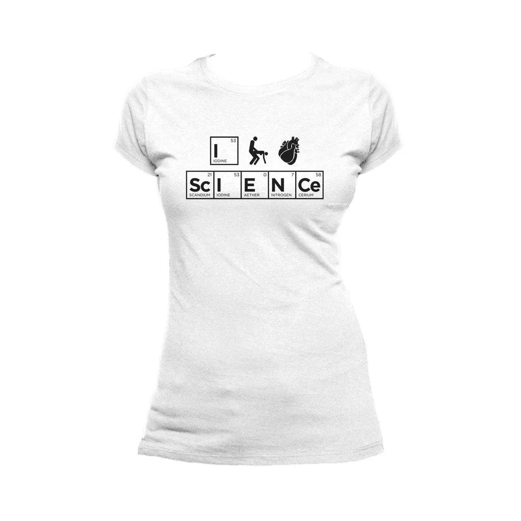 Weird Science I (Stick Figure Anatomical Heart) Science Official Women's T-shirt (White)