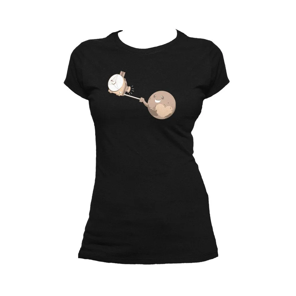 Weird Science Pluto Selfie Official Women's T-shirt (Black)