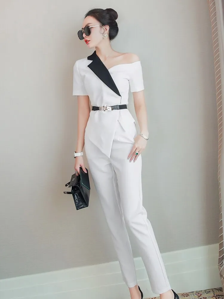 White Blazer And Pants Set For Women