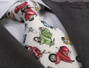 White Checkers Designer Silk Floral Necktie with Matching Cufflinks & Pocket Square Set for Men