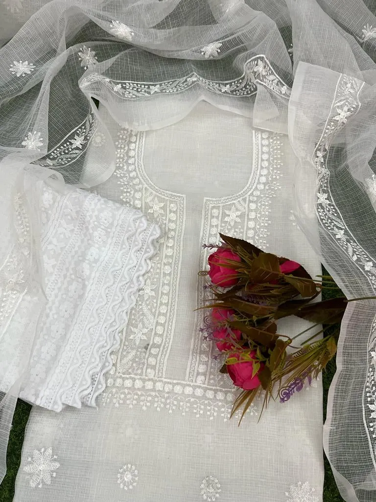 White Kota Doria Suit Set
