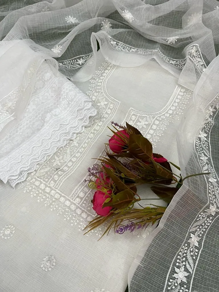 White Kota Doria Suit Set