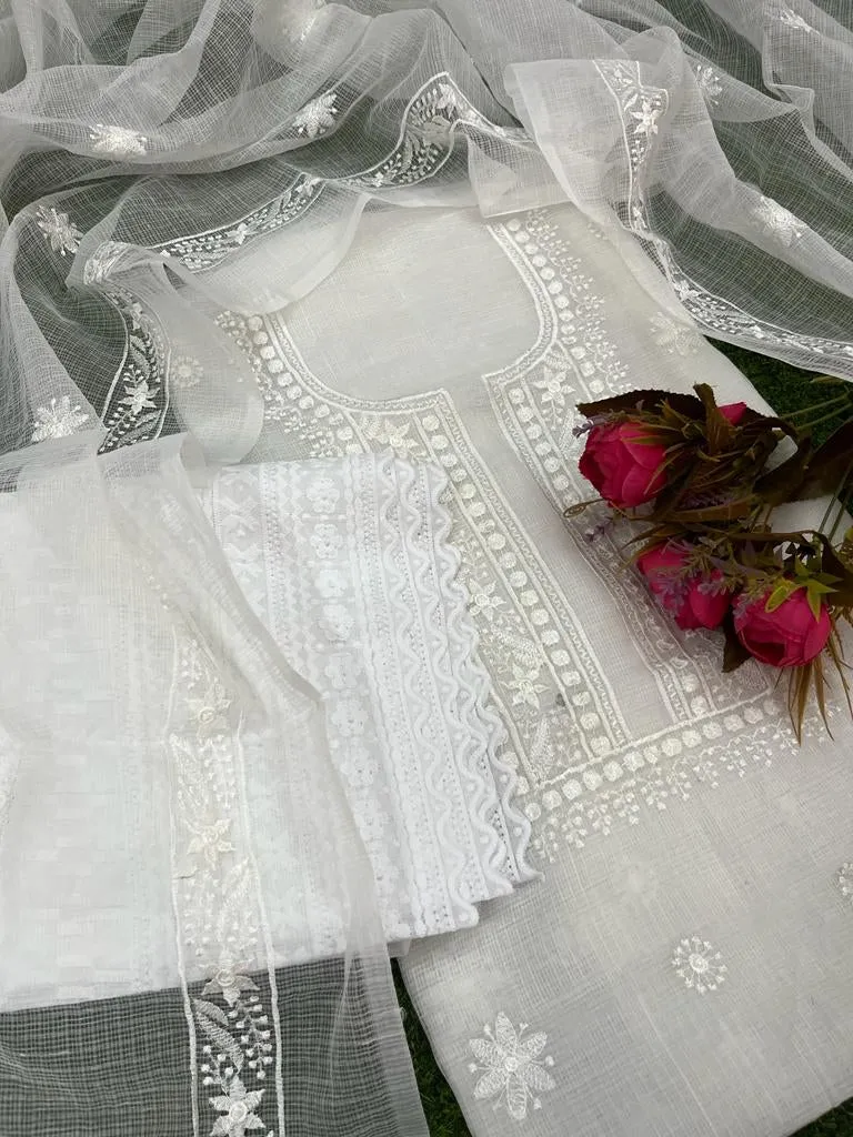 White Kota Doria Suit Set