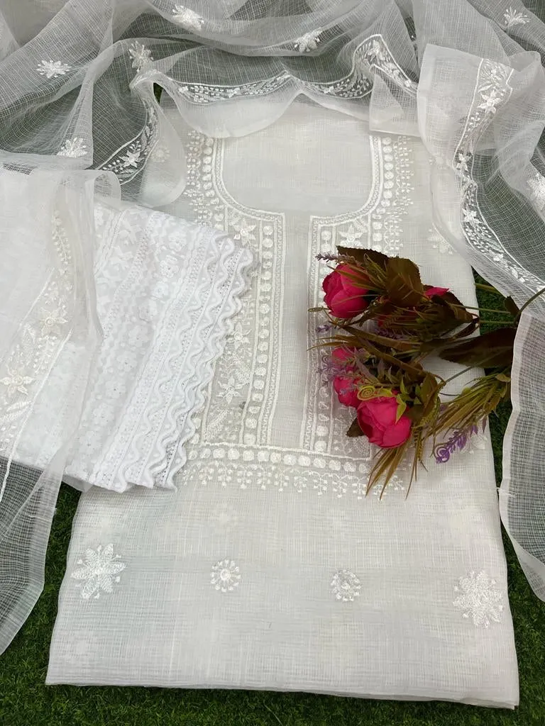 White Kota Doria Suit Set