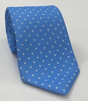 White on Sky Blue Macclesfield Printed Silk Tie MCDT-19