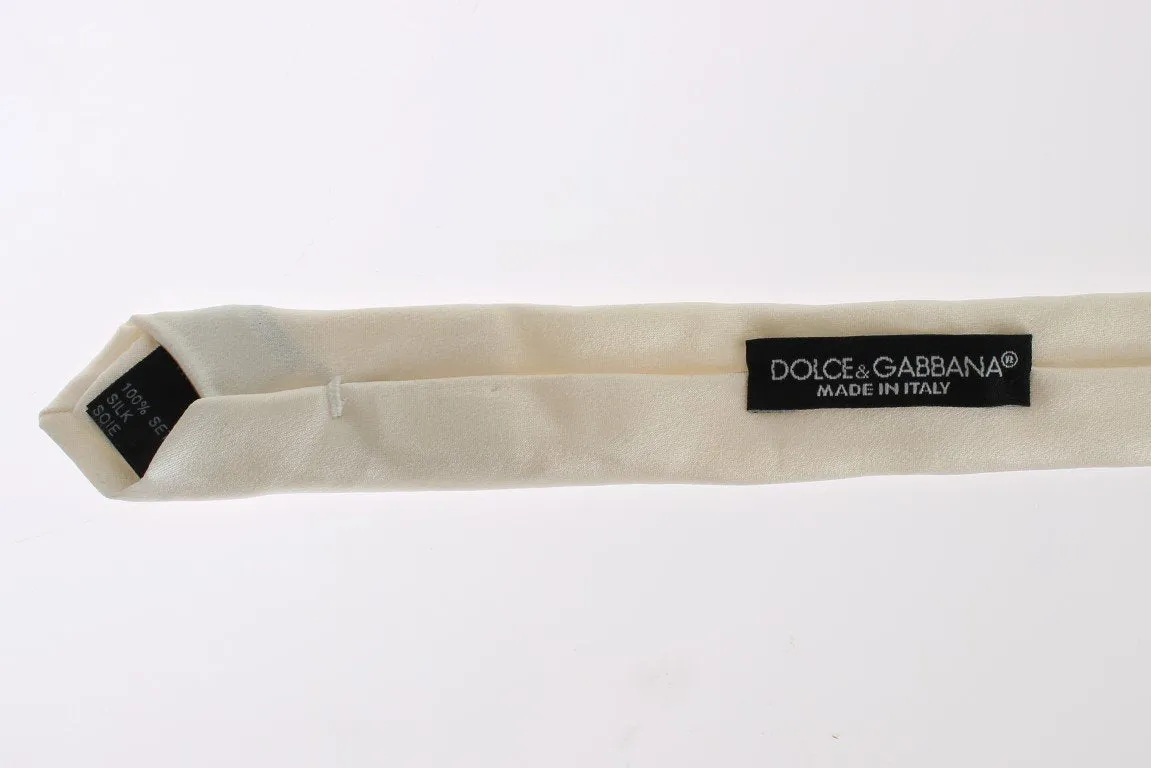 White Solid Silk Skinny Slim Tie