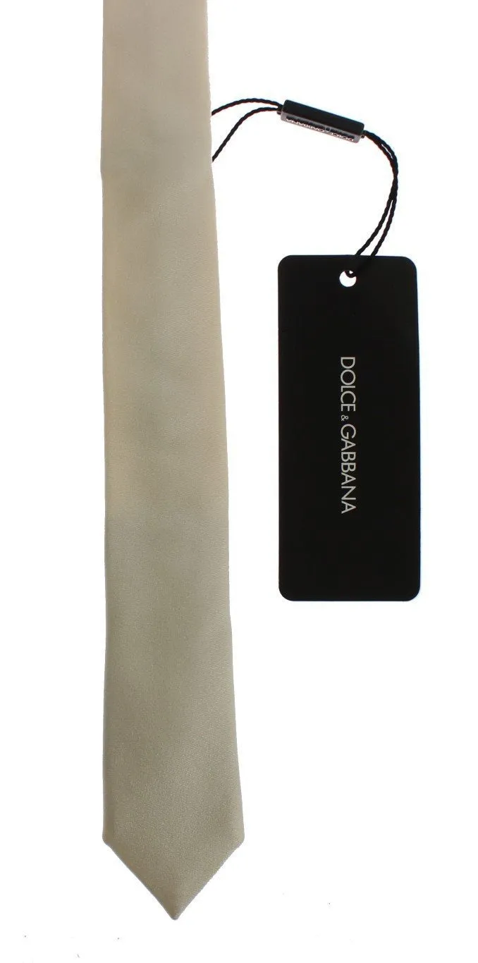 White Solid Silk Skinny Tie