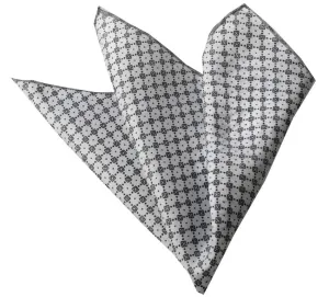 White with Small Black Squares Pocket Square for Men - Premium Silk Handkerchiefs for Suits