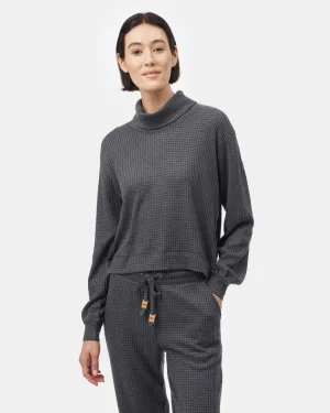 Wide Waffle Cowl Neck Top