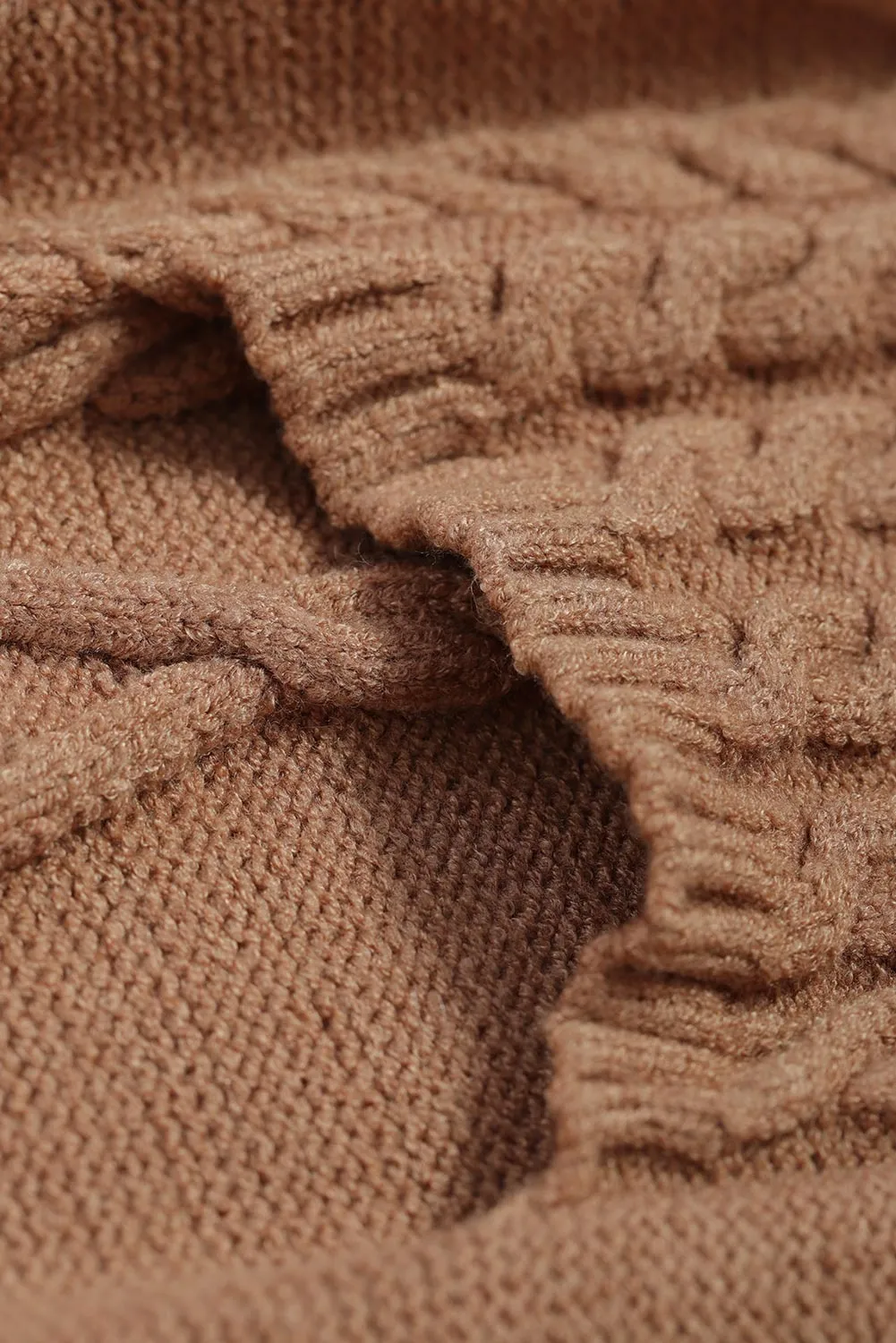 Winter Brown High Neck Textured Bodycon Sweater Dress