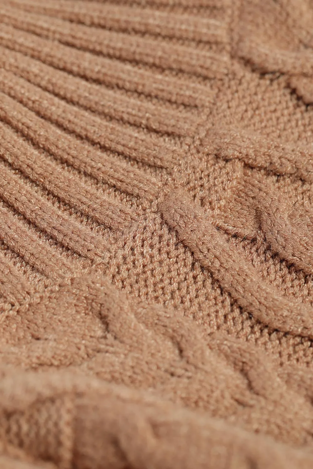 Winter Brown High Neck Textured Bodycon Sweater Dress