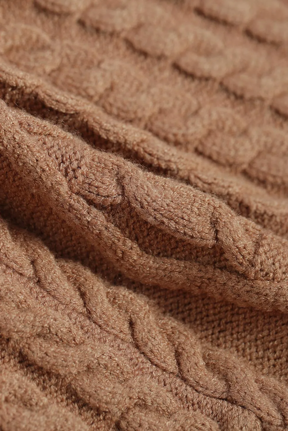 Winter Brown High Neck Textured Bodycon Sweater Dress