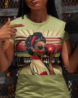 Woman Bowling Shirt African American Woman Tee Retro Pop Art