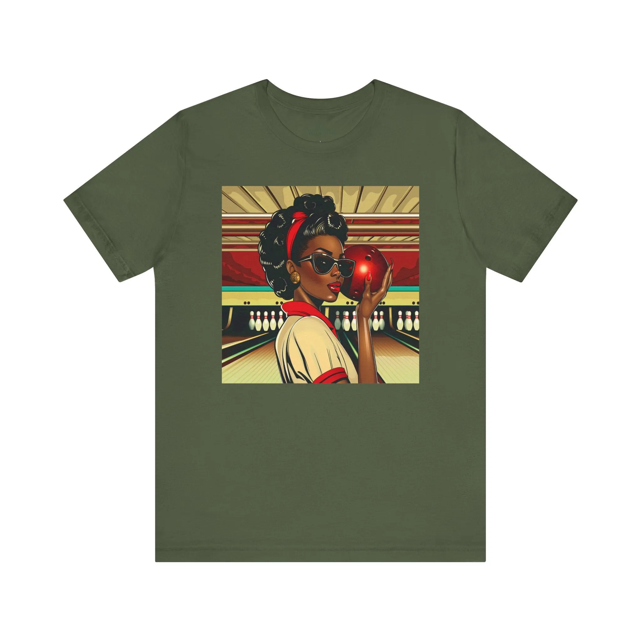 Woman Bowling Shirt African American Woman Tee Retro Pop Art