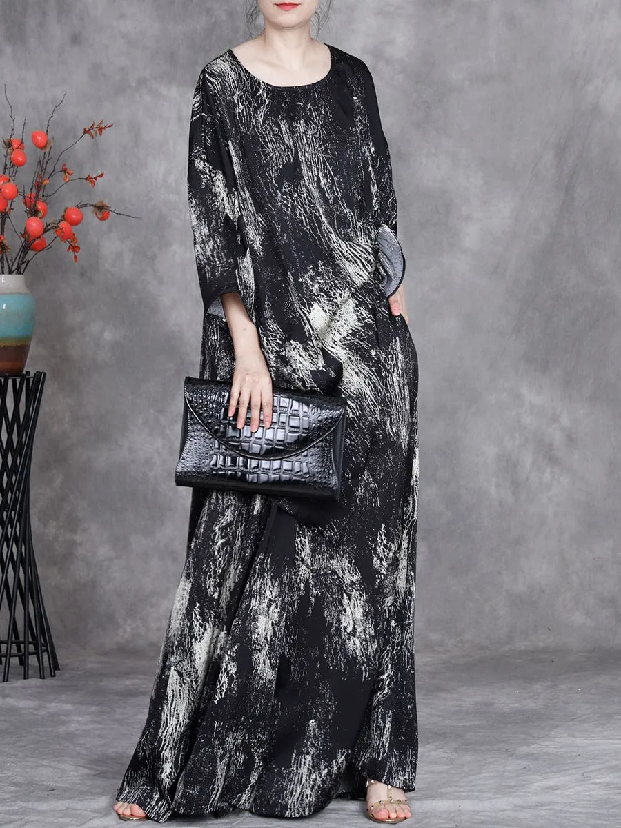 Women Summer Artsy Irregular Hem O-Neck Loose Suits